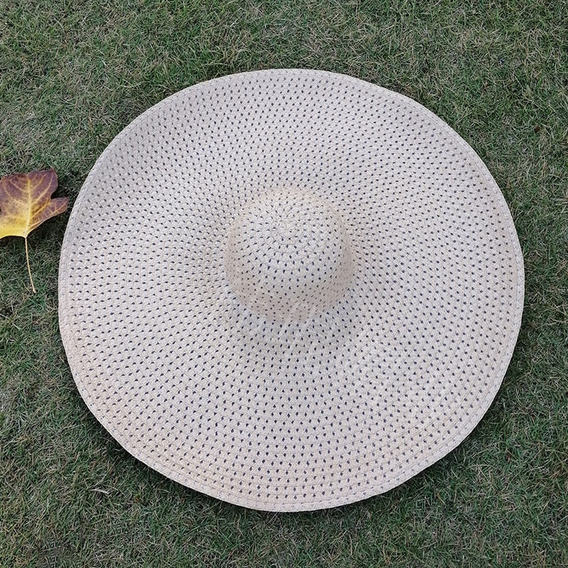 TEEK - 27.5in Oversized Wide Brim Sun Hat HAT theteekdotcom khaki (openwork) 54-57cm/21.26-22.44in 