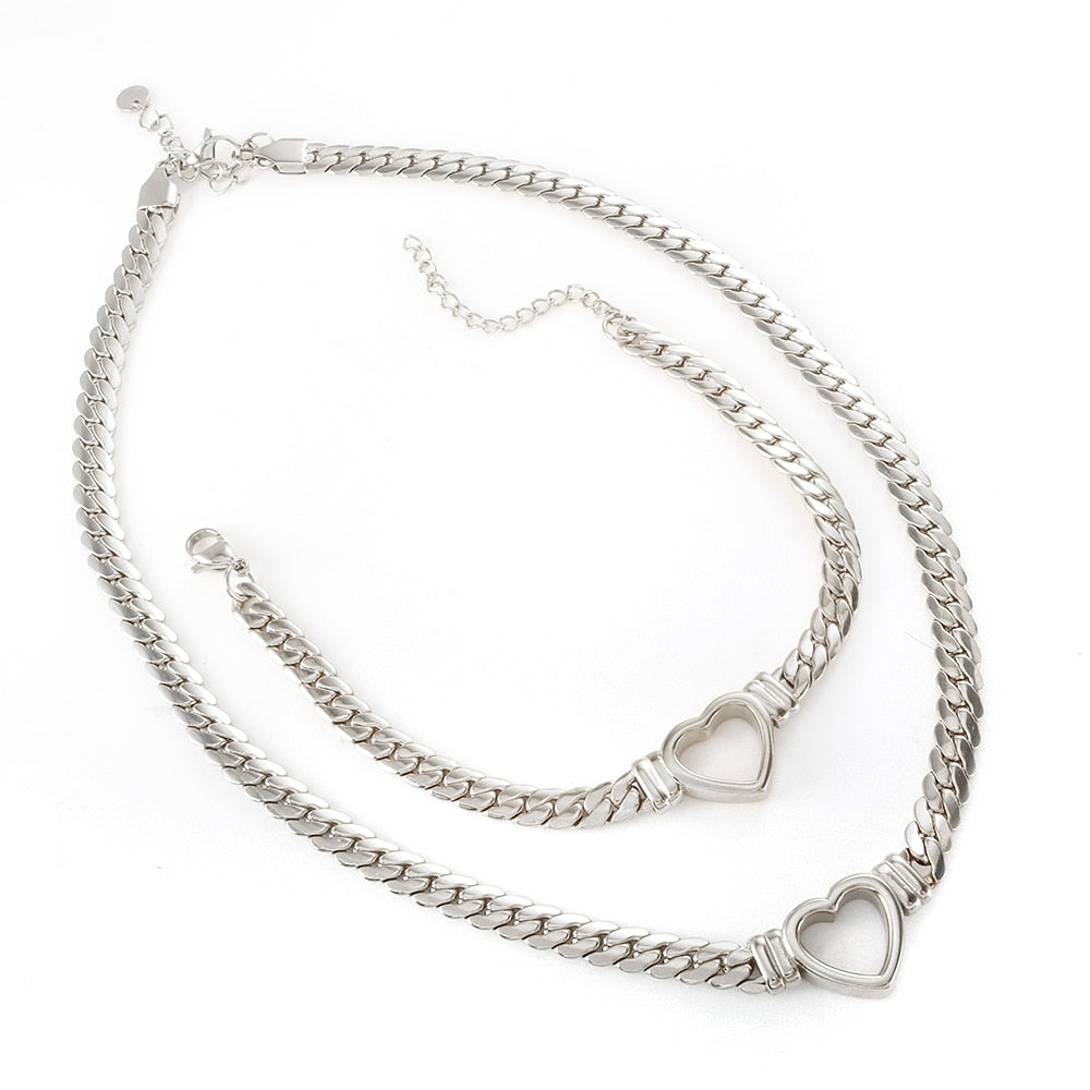 TEEK - Whole Heart Necklace JEWELRY theteekdotcom Silver Jewelry Set  