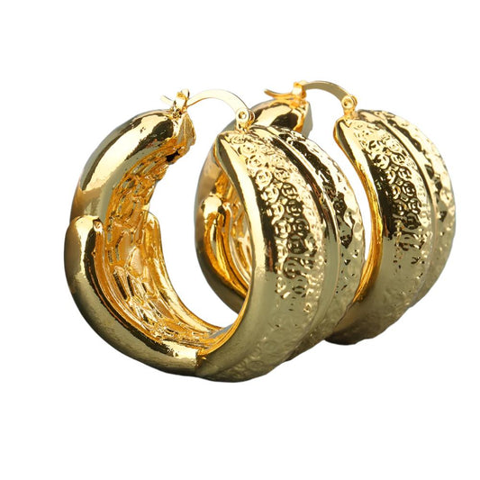 TEEK - Gold Mention Large Hoop Earring JEWELRY theteekdotcom   