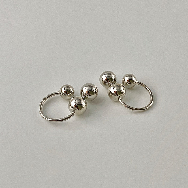 TEEK - Front Back Ball Earrings JEWELRY theteekdotcom Platinum Plated  