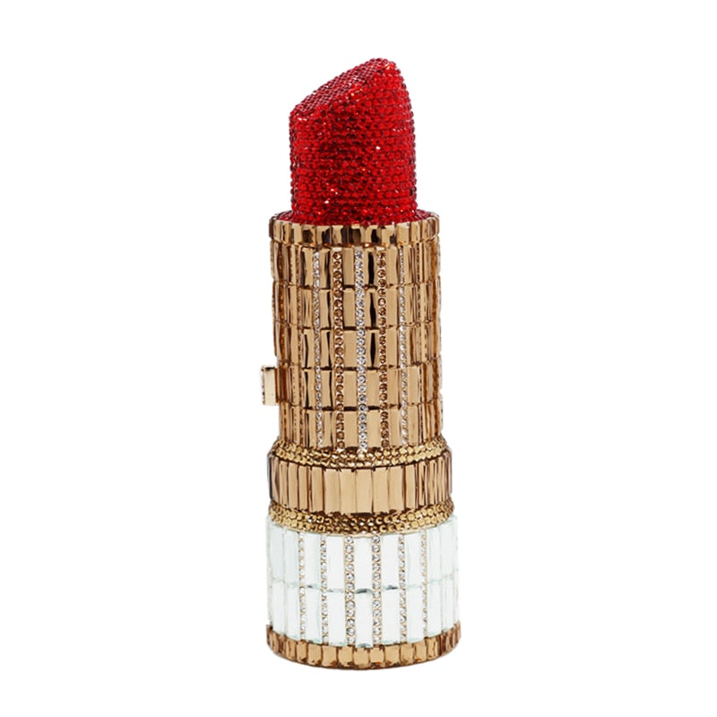 TEEK - Lipstick Click Clutch Purse BAG theteekdotcom SM Gold Red  