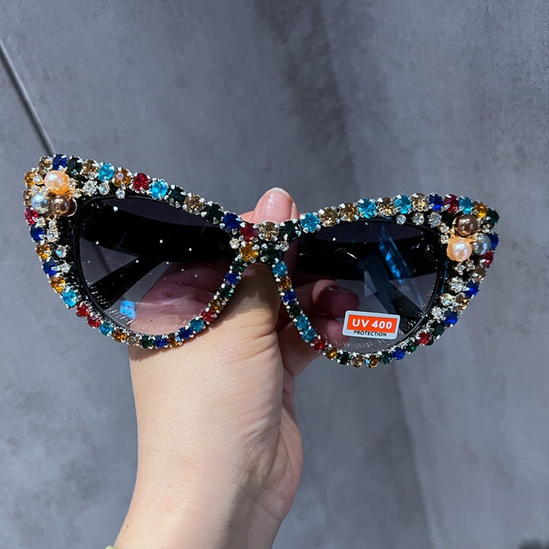 TEEK - Crystal Cut Cateye Sunglasses EYEGLASSES theteekdotcom pearl mix  