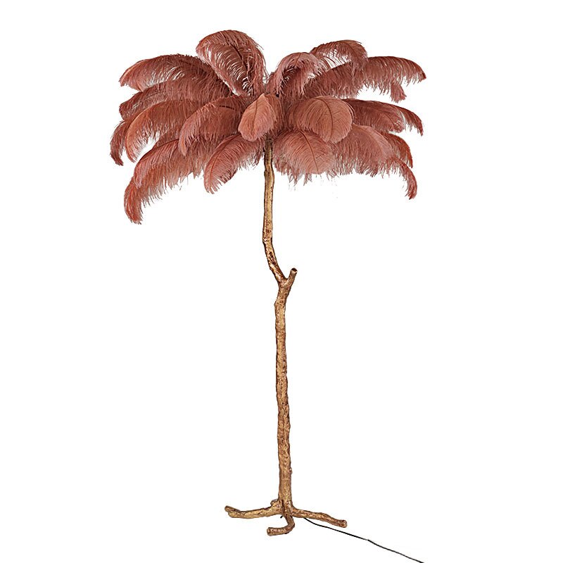 TEEK - Nordic Luxury LED Floor Feather Lamp HOME DECOR theteekdotcom Red All Copper Body H 2'7" (80cm) | 25 feathers