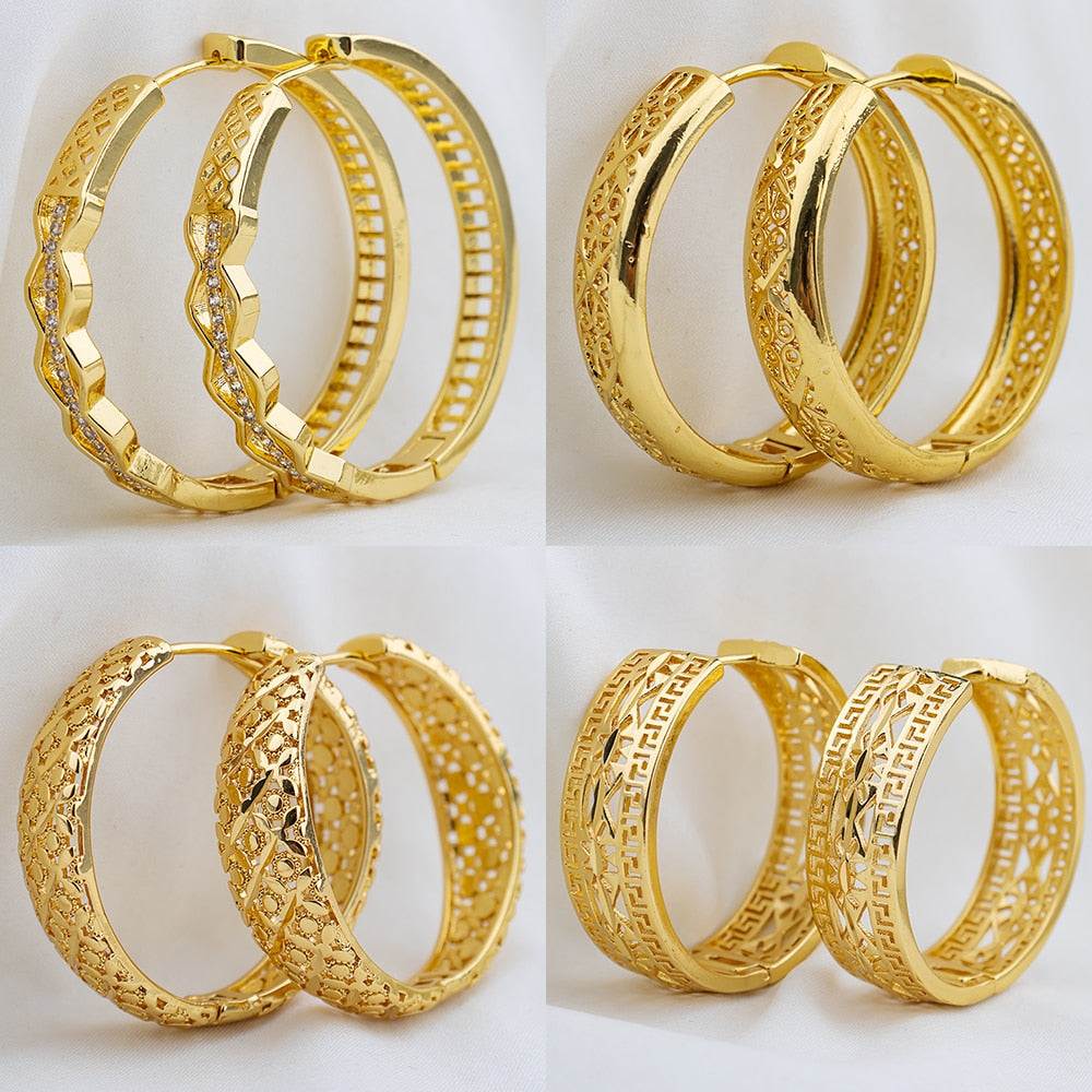 TEEK - Various Gold-Plated Copper Hoop Earrings JEWELRY theteekdotcom 10 (set of 4 pairs)  