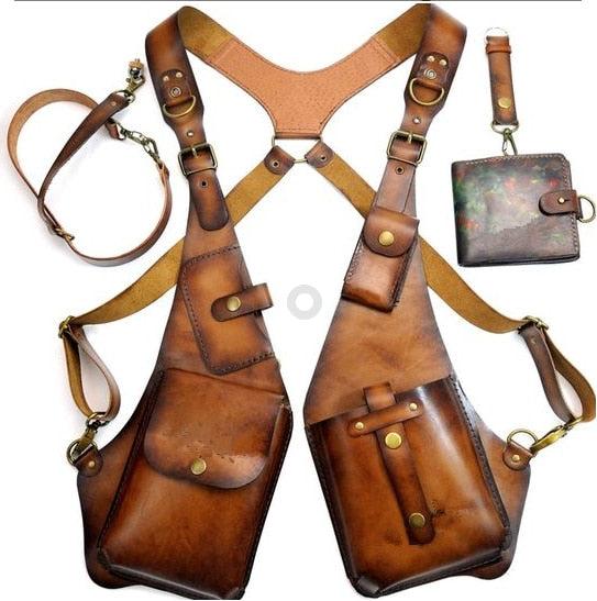 TEEK - Double Pocket Vintage-Style Holster BAG theteekdotcom Brown One Size 25-30 days