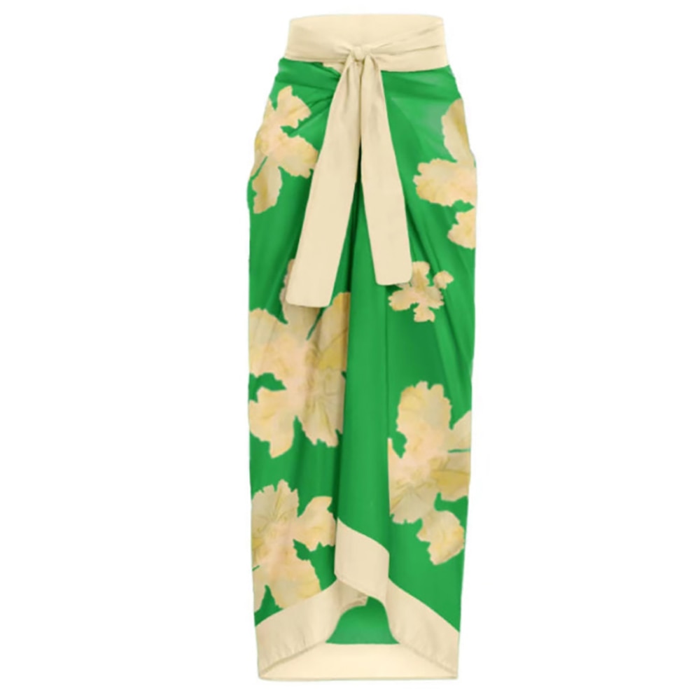 TEEK - Green Creme Print Swimsuit Set SWIMWEAR theteekdotcom Sarong S 