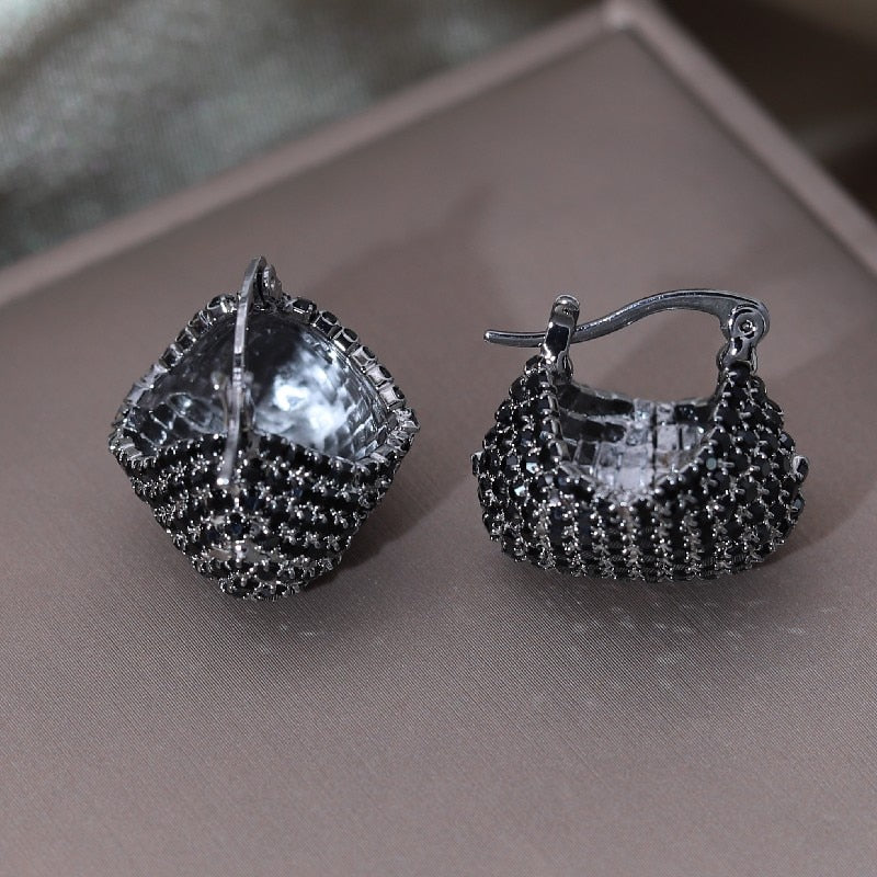 TEEK - Dark Bejeweled Basket Earrings JEWELRY theteekdotcom   