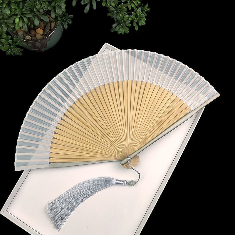 TEEK - Pure Color Fabric Folding Fan FAN theteekdotcom white silk fan  