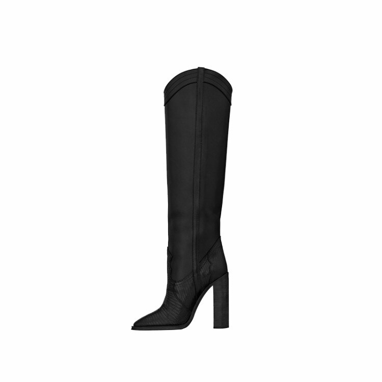 TEEK - Round Lady Knee High Boots SHOES theteekdotcom Black 9.5cm/3.72in US 5.5 