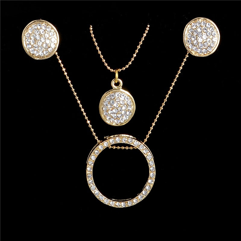 TEEK - Gold Color Austrian Crystal Round Jewelry Sets JEWELRY theteekdotcom   