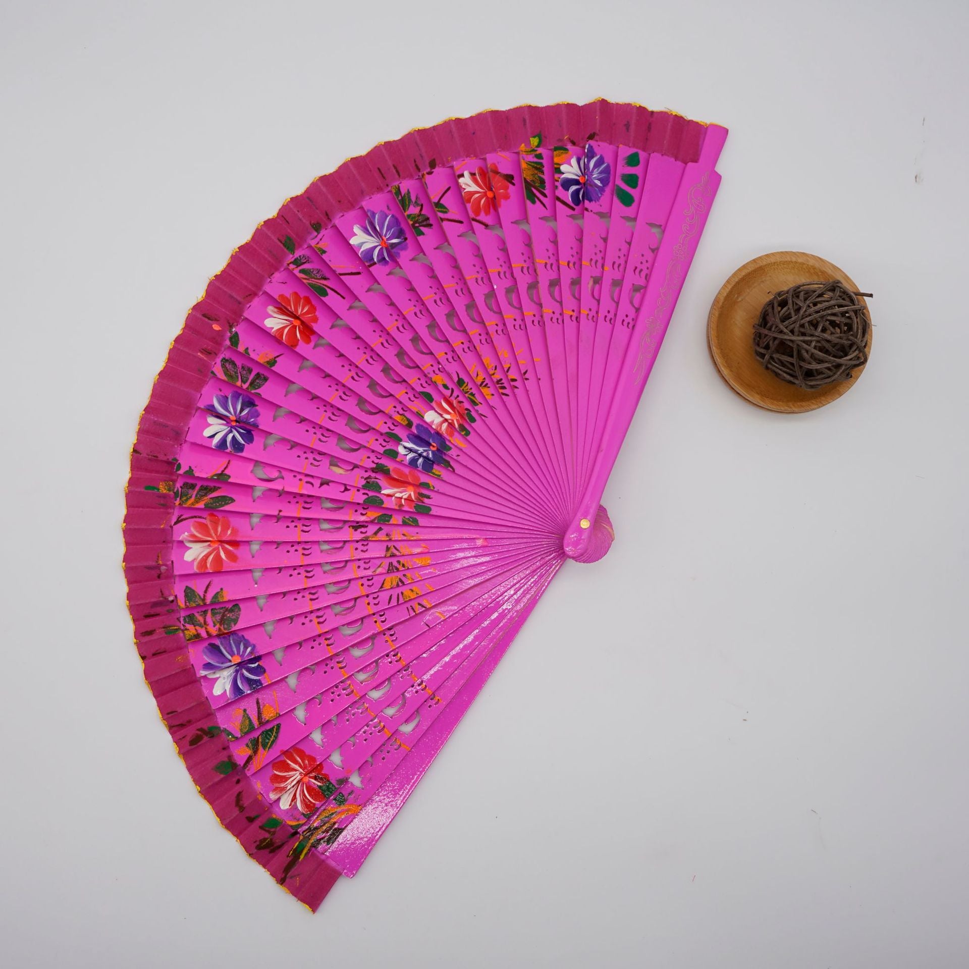 TEEK - Folding Fan Wood Spanish Style Fan FAN theteekdotcom rosepink  