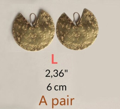 TEEK - Hammered Knotch Disc Earrings JEWELRY theteekdotcom L 6cm Pair  