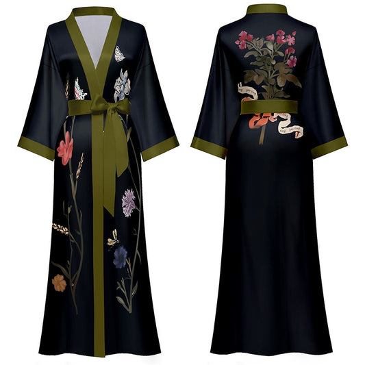 TEEK - Print Flower Long Robe Loungewear ROBE theteekdotcom   