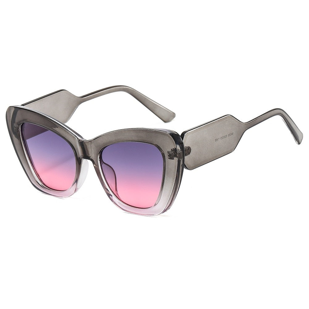 TEEK - Cross Contrast Cat Eye Sunglasses EYEGLASSES theteekdotcom gray pink  