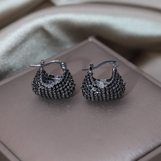 TEEK - Dark Bejeweled Basket Earrings JEWELRY theteekdotcom Default Title  