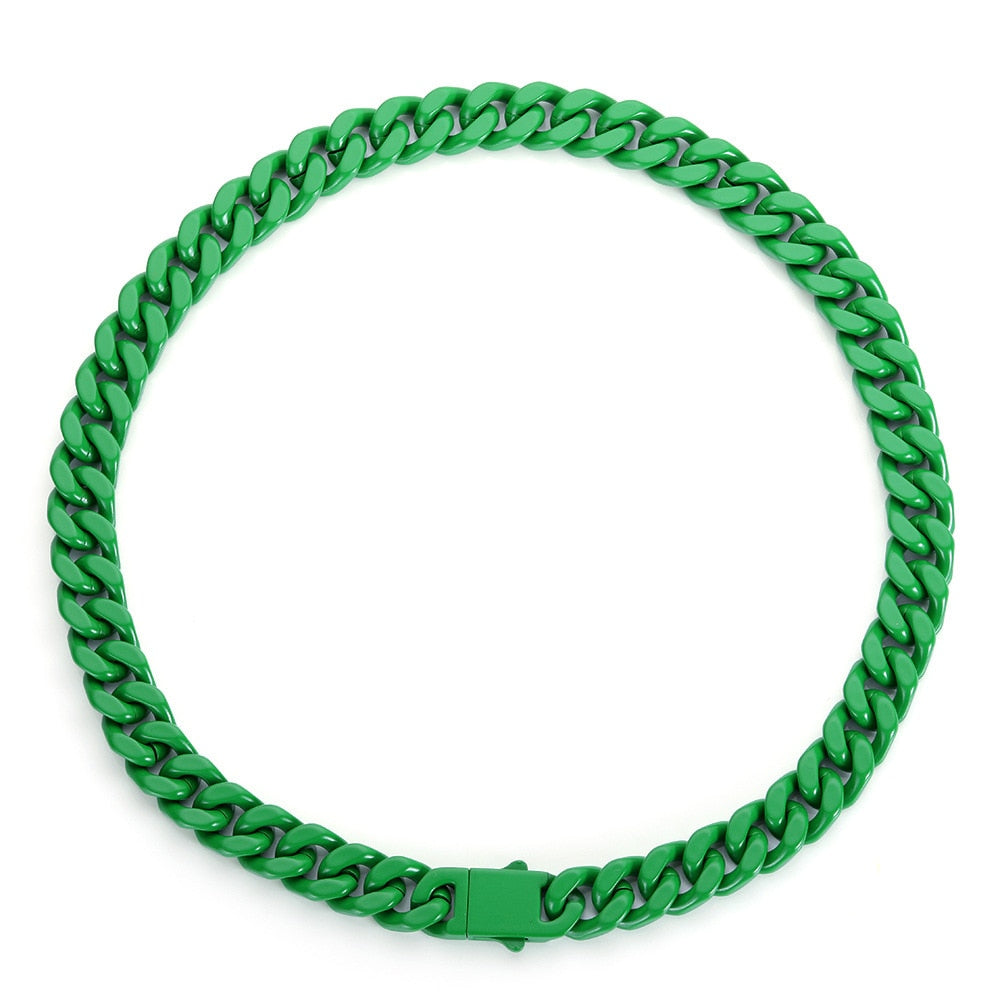 TEEK - Color Link Latch Chain Necklace JEWELRY theteekdotcom Green 20inch 50.8cm  