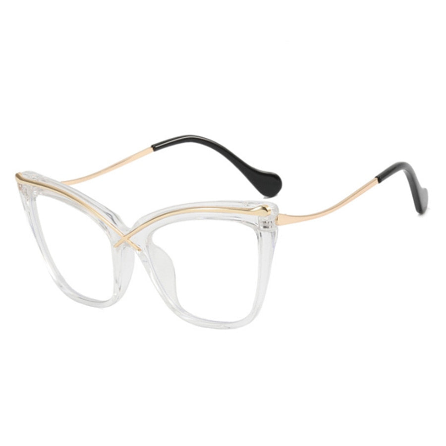 TEEK - Anti Blue Light Metal Ms. Cat Eye Eyeglasses EYEGLASSES theteekdotcom Clear  
