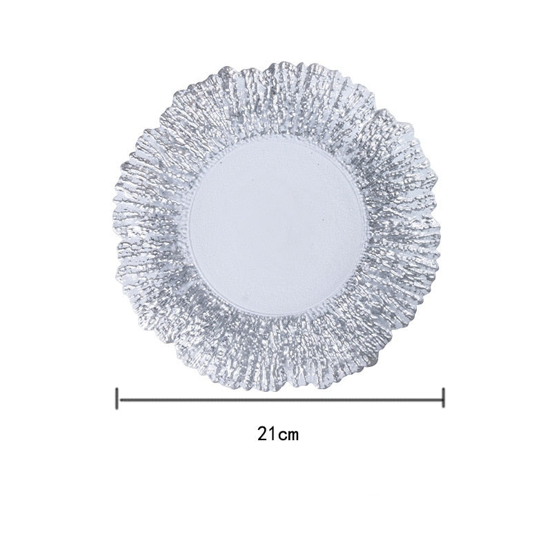 TEEK - Nordic Sun Flower Texture Glass Plate Tableware HOME DECOR theteekdotcom Silver S  