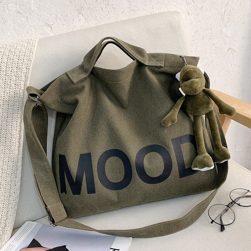 TEEK - Canvas MOOD Tote Bag BAG theteekdotcom Army Green with pendant  