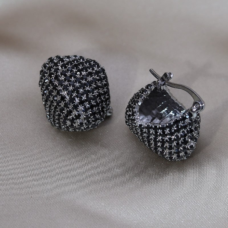 TEEK - Dark Bejeweled Basket Earrings JEWELRY theteekdotcom   