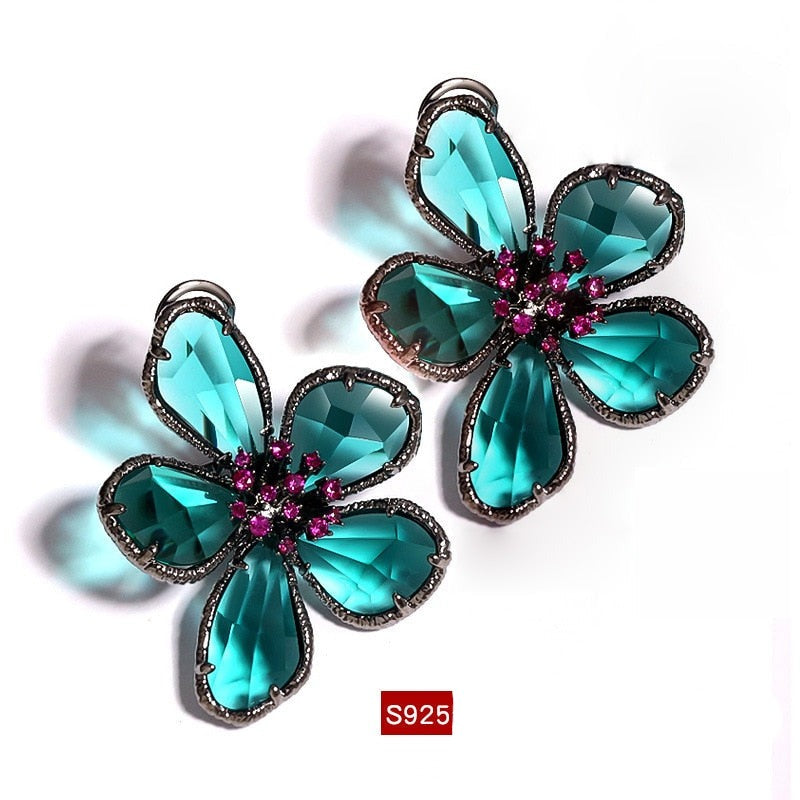 TEEK - Colored Crystal Flower Jewelry JEWELRY theteekdotcom earring  