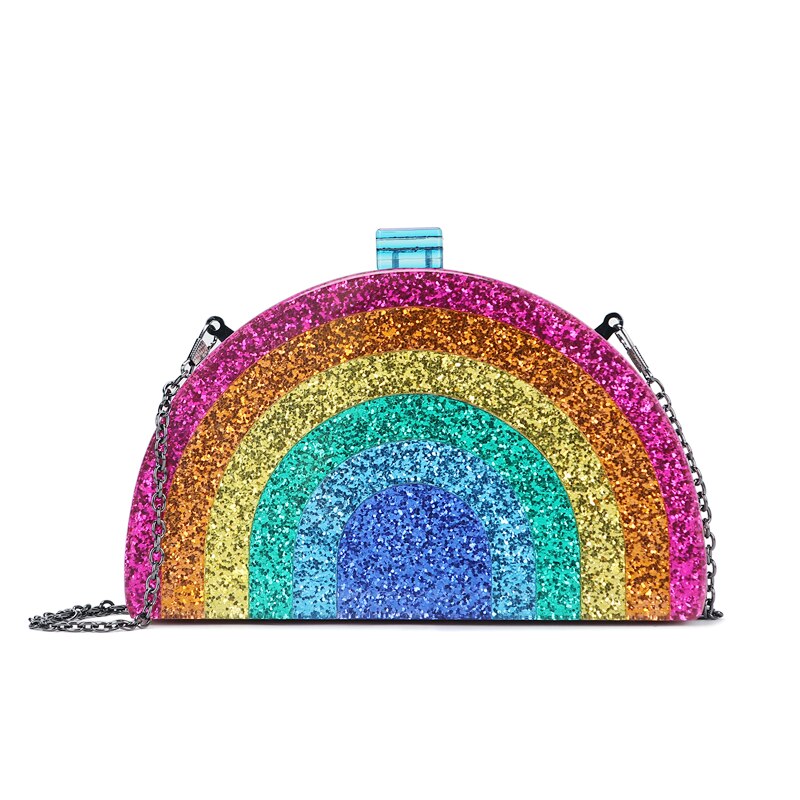 TEEK - Colorful Sequins Acrylic Rainbow Clutch BAG theteekdotcom   