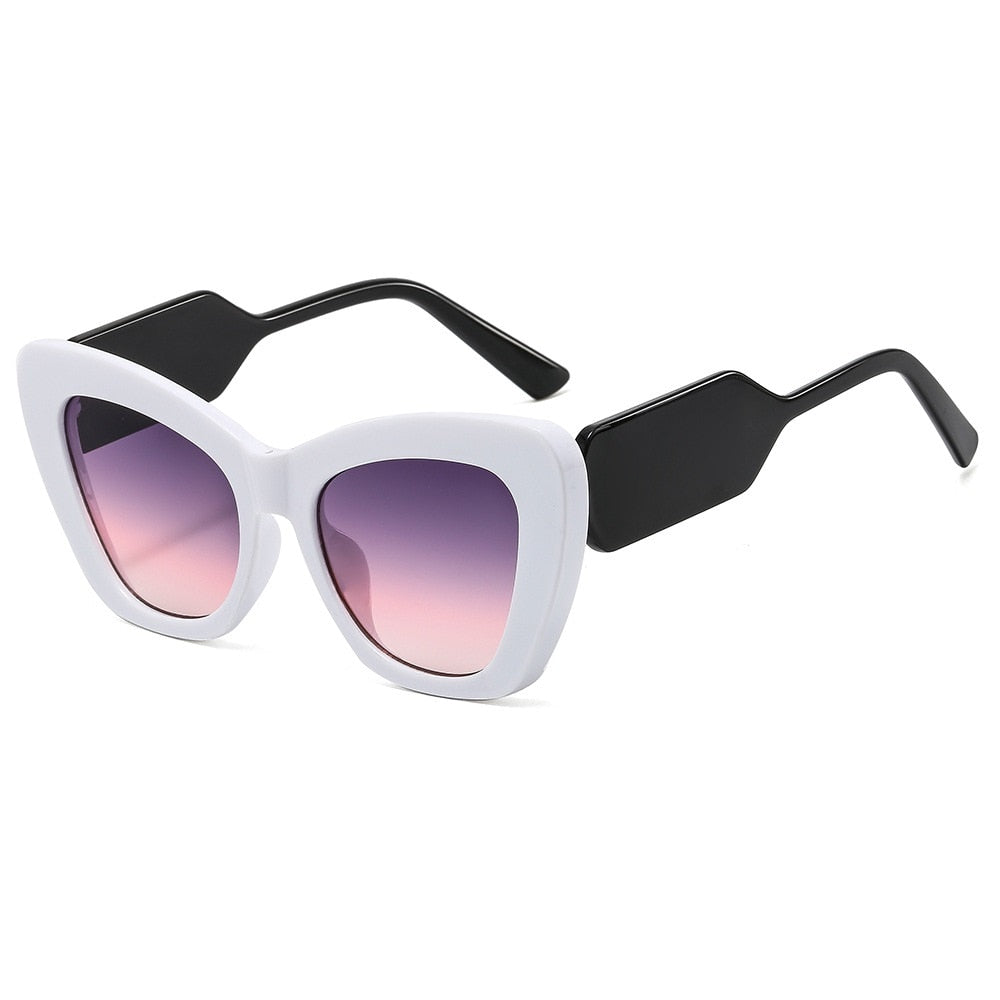 TEEK - Cross Contrast Cat Eye Sunglasses EYEGLASSES theteekdotcom white purple  