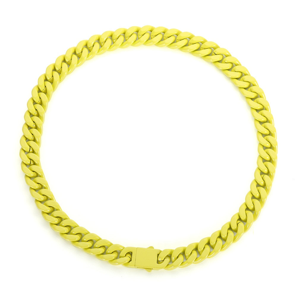 TEEK - Color Link Latch Chain Necklace JEWELRY theteekdotcom Yellow 20inch 50.8cm  