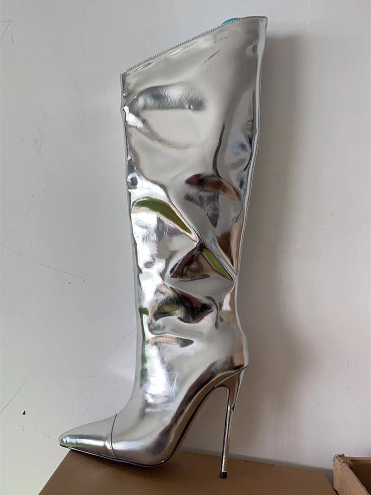 TEEK - Mirror High Boots SHOES theteekdotcom silver 8.5 