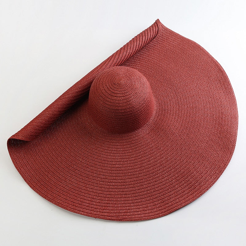 TEEK - 27.5in Oversized Wide Brim Sun Hat HAT theteekdotcom wine red 54-57cm/21.26-22.44in 