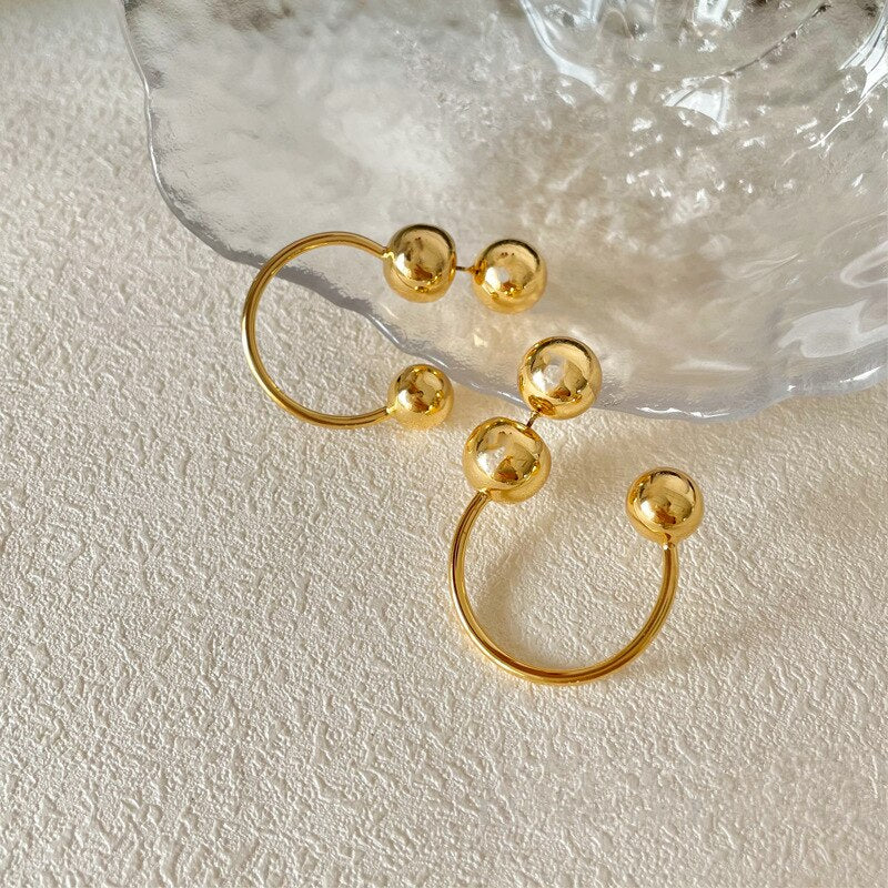 TEEK - Front Back Ball Earrings JEWELRY theteekdotcom Gold Tone  