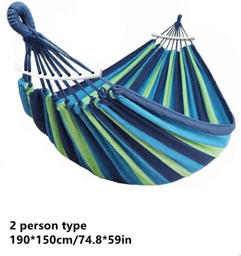 TEEK - Outdoor Portable Garden Canvas Stripe Hammock FURNITURE theteekdotcom 260x150 blue  