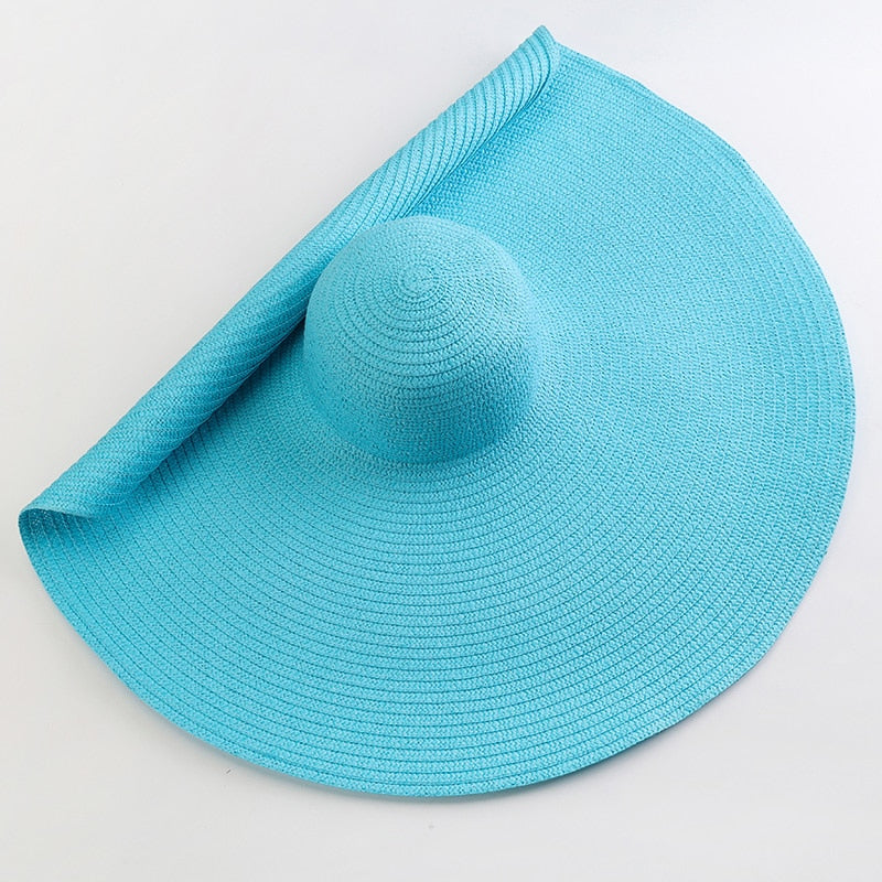 TEEK - 27.5in Oversized Wide Brim Sun Hat HAT theteekdotcom blue 54-57cm/21.26-22.44in 