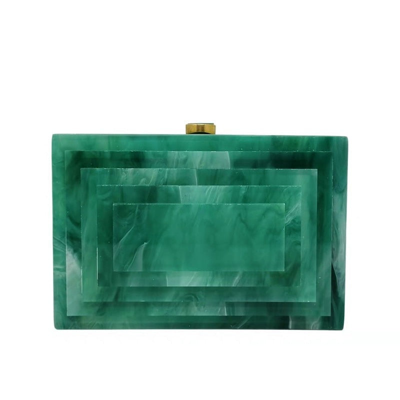 TEEK - Luxury Marble Green Acrylic Clutch BAG theteekdotcom Default Title  