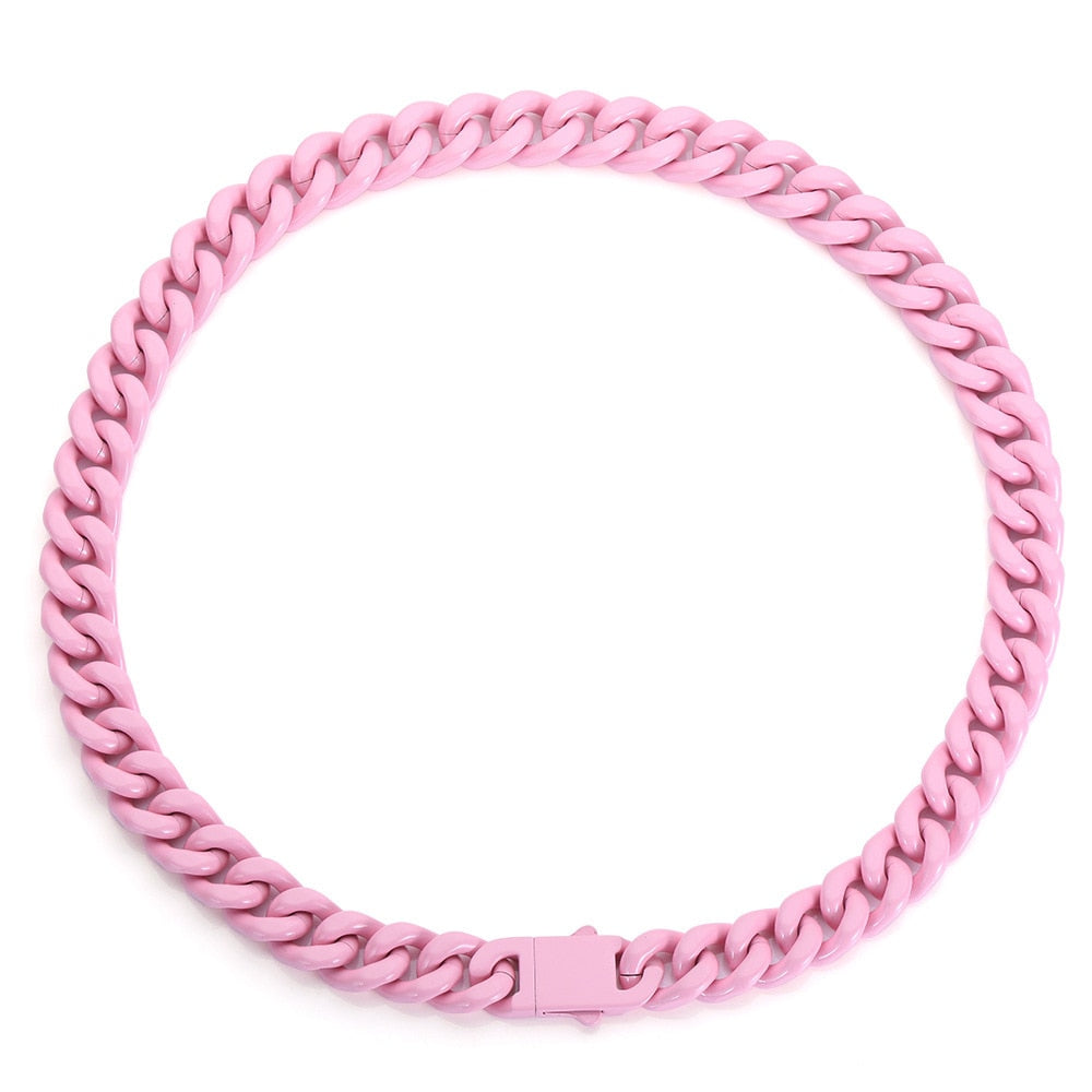 TEEK - Color Link Latch Chain Necklace JEWELRY theteekdotcom Pink 20inch 50.8cm  