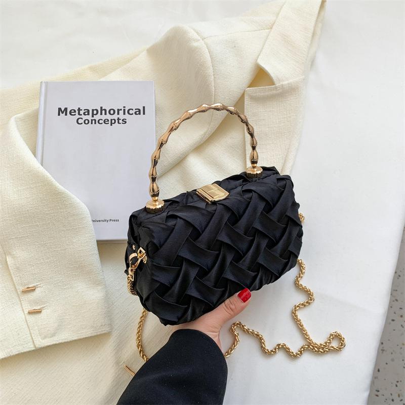 TEEK - Weave Metal Handles Handbag BAG theteekdotcom Black  