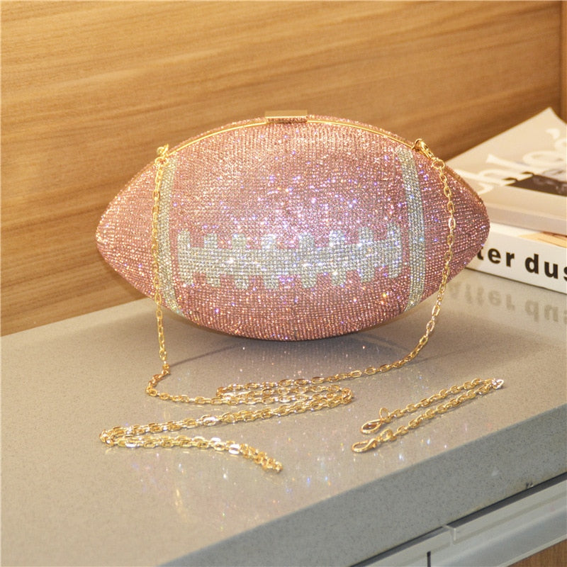 TEEK - Beaujeweled Football Clutch Purse BAG theteekdotcom Pink 02 23x13x13 (LxHxW) 
