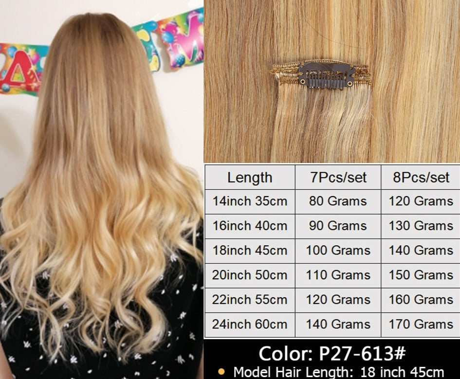 TEEK - Lit Clip in Natural Hair Extensions HAIR theteekdotcom Piano 27-613 14inch 8Pcs max approx. 30%