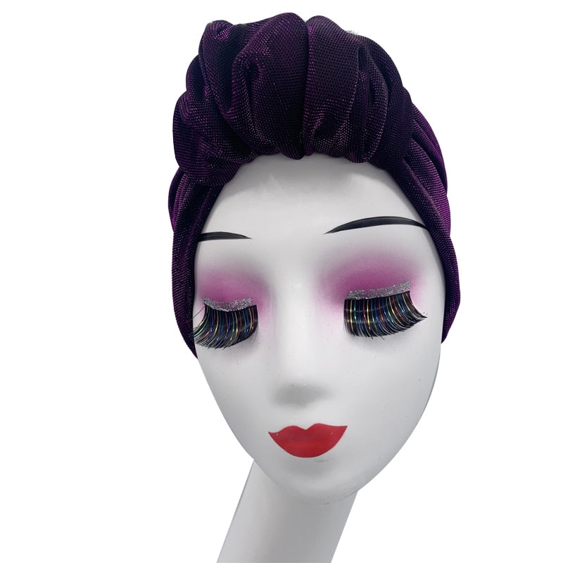 TEEK - Womens Stretchy Twist Head Wrap HAT theteekdotcom 1-purple  