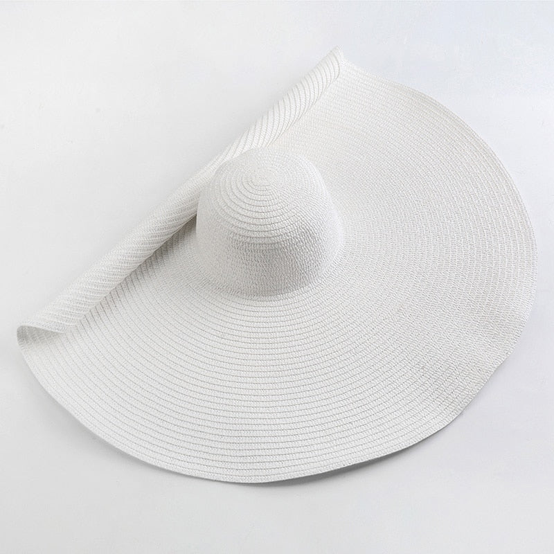 TEEK - 27.5in Oversized Wide Brim Sun Hat HAT theteekdotcom white 54-57cm/21.26-22.44in 