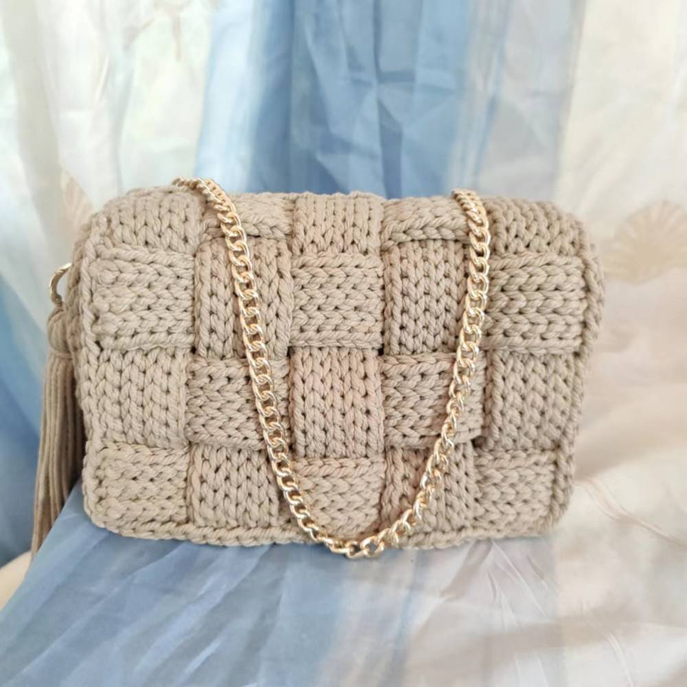 TEEK - Hand Knit Purse BAG theteekdotcom Khaki  
