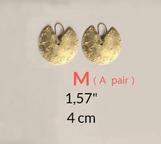 TEEK - Hammered Knotch Disc Earrings JEWELRY theteekdotcom M 4cm Pair  