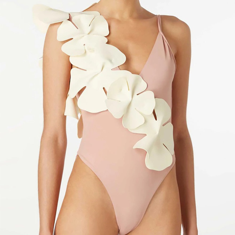 TEEK - Pink Floral Wrap Down Swimsuit SWIMWEAR theteekdotcom S  