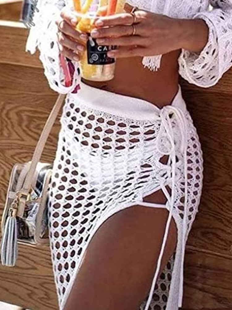 TEEK - Knit Split Tassel Beach Skirt SKIRT theteekdotcom   