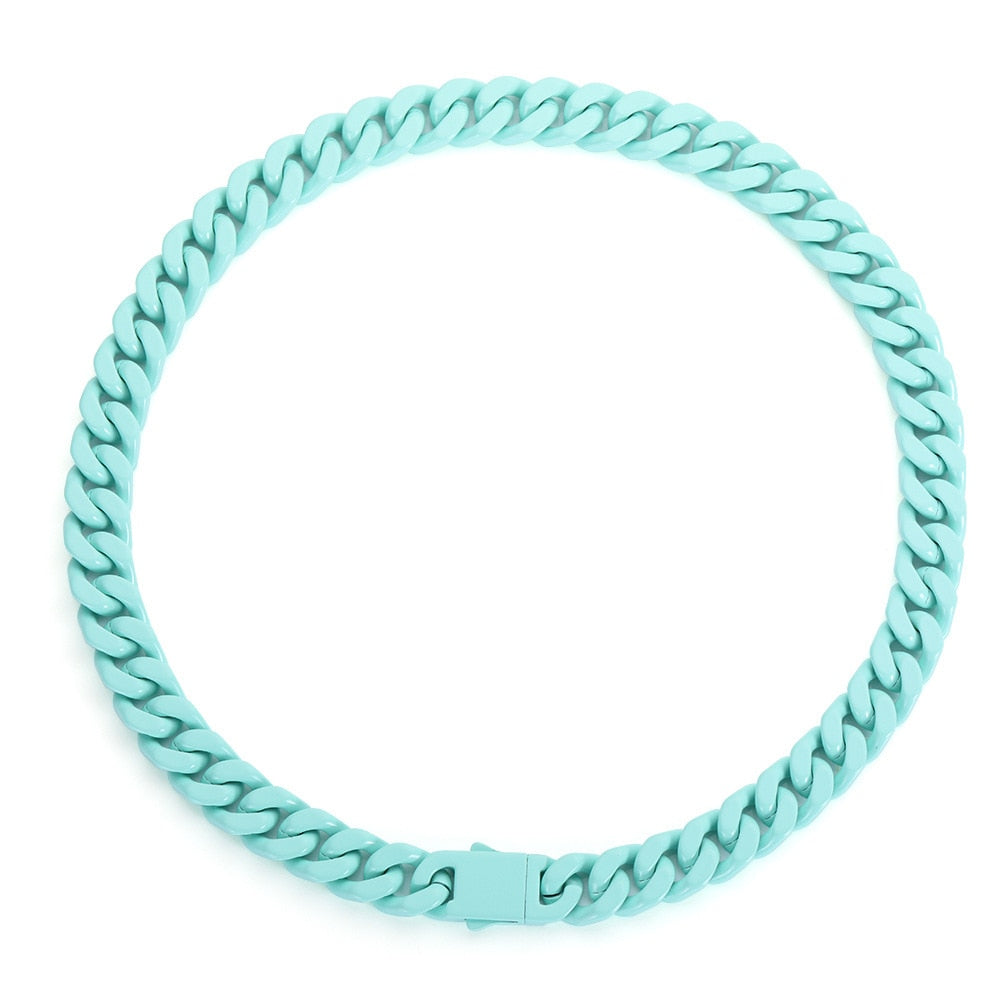 TEEK - Color Link Latch Chain Necklace JEWELRY theteekdotcom Teal 20inch 50.8cm  