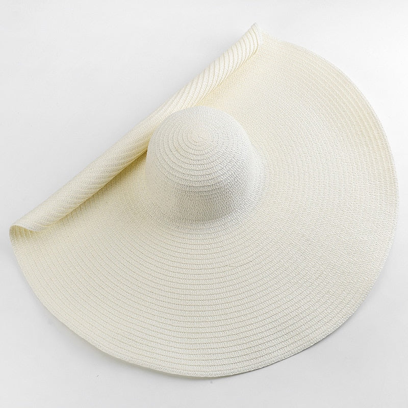TEEK - 27.5in Oversized Wide Brim Sun Hat HAT theteekdotcom milk white 54-57cm/21.26-22.44in 