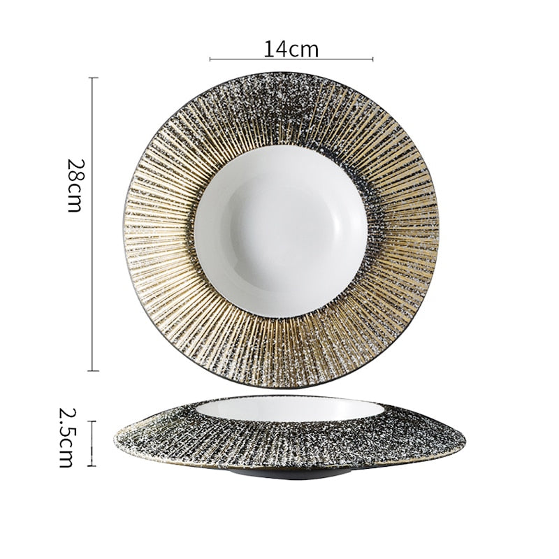 TEEK - Jap Striped Straw Hat Ceramic Dinner Plates HOME DECOR theteekdotcom F-28x2.5cm  
