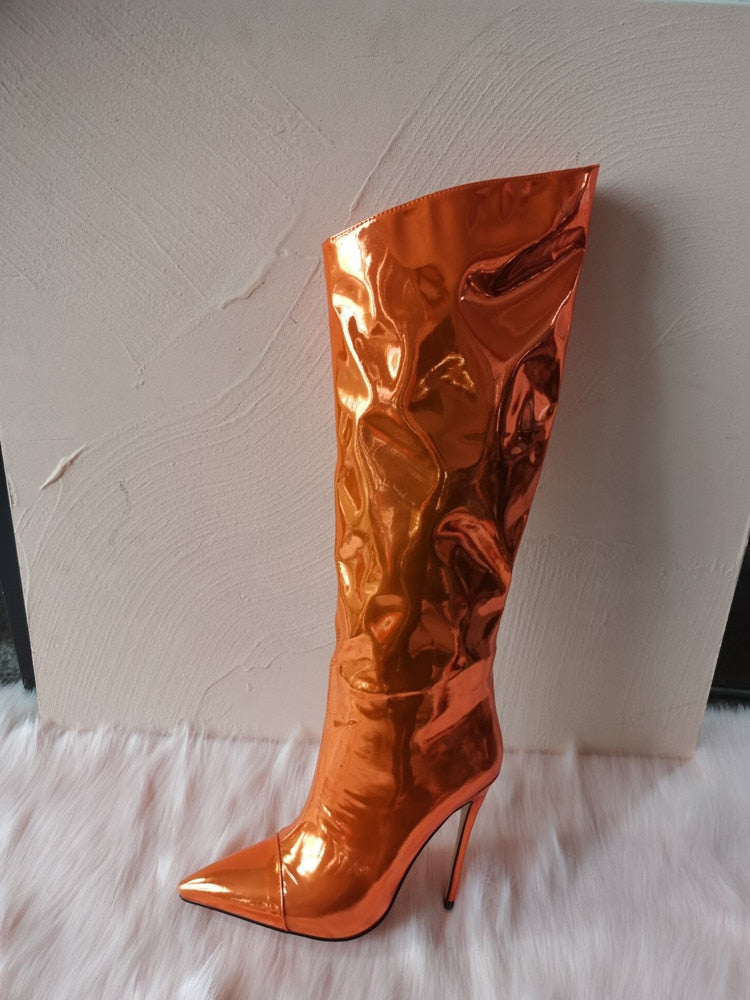 TEEK - Mirror High Boots SHOES theteekdotcom orange 8.5 