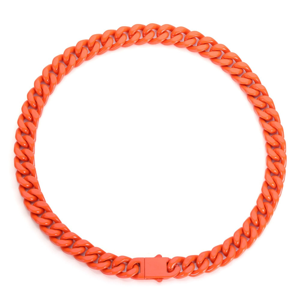 TEEK - Color Link Latch Chain Necklace JEWELRY theteekdotcom Orange 20inch 50.8cm  