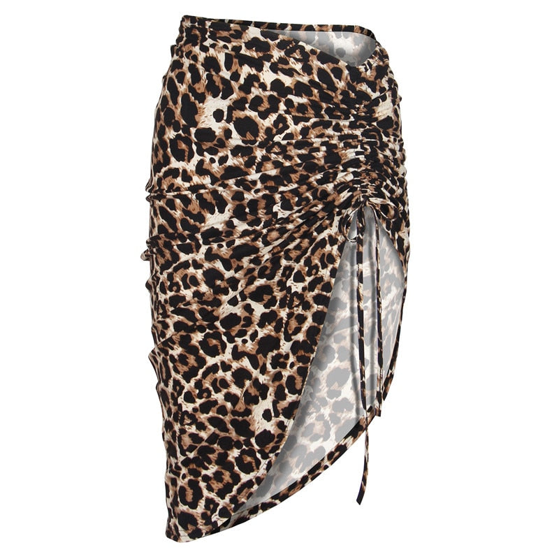 TEEK - Variety of Lace Up Mini Skirts SKIRT theteekdotcom G1860 Leopard S 